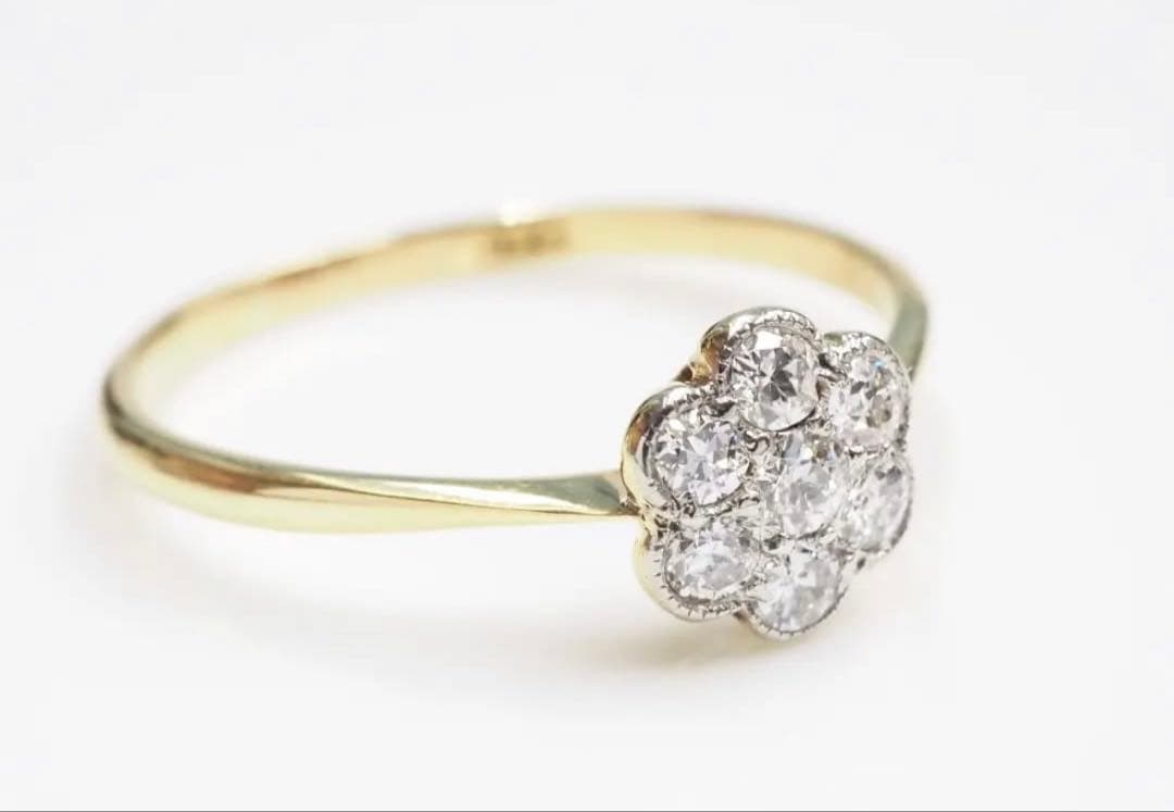 レ*ス様 【定価10万】花形ダイヤモンドリング クラスターリング　18K