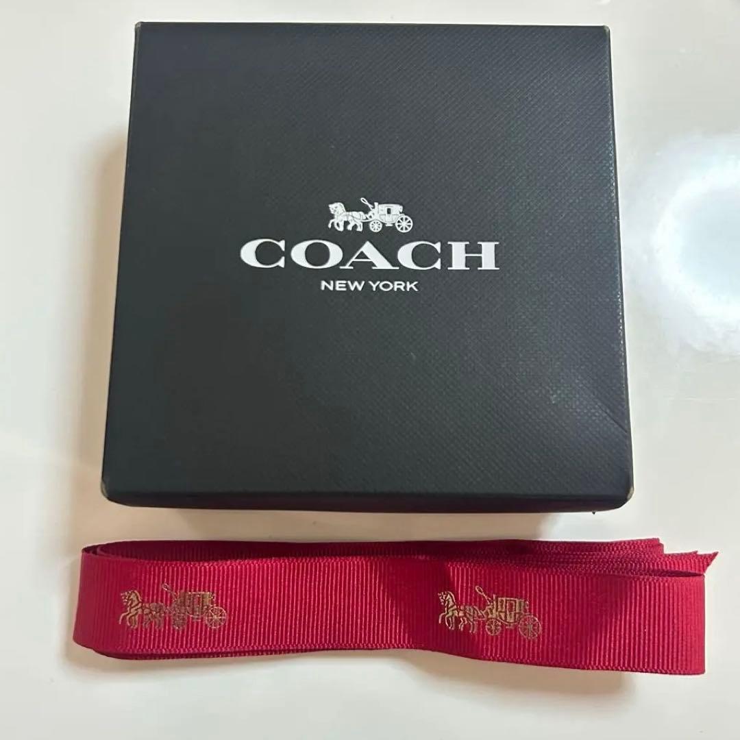 COACH ダークブラウン レザーキーケース