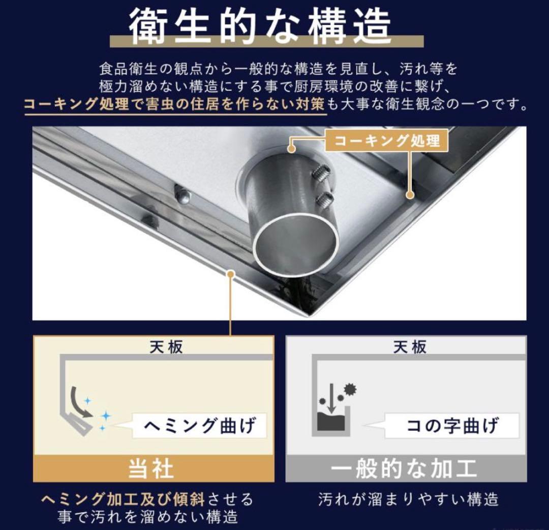 【今だけセール】ステンレス作業台キャスター750×600×800 板厚1.2mm