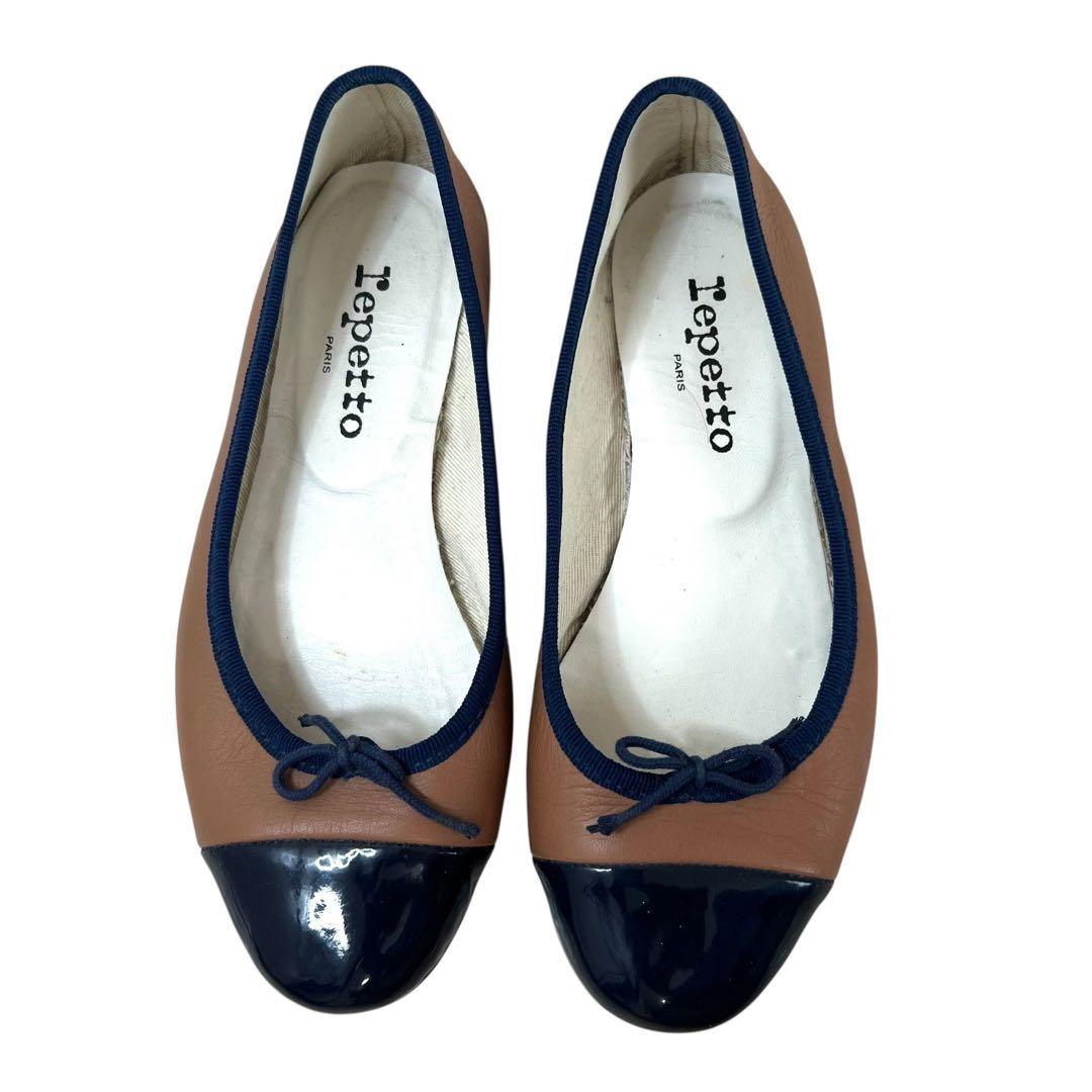 【美品】repetto フローラ フラットパンプス コンビレザー