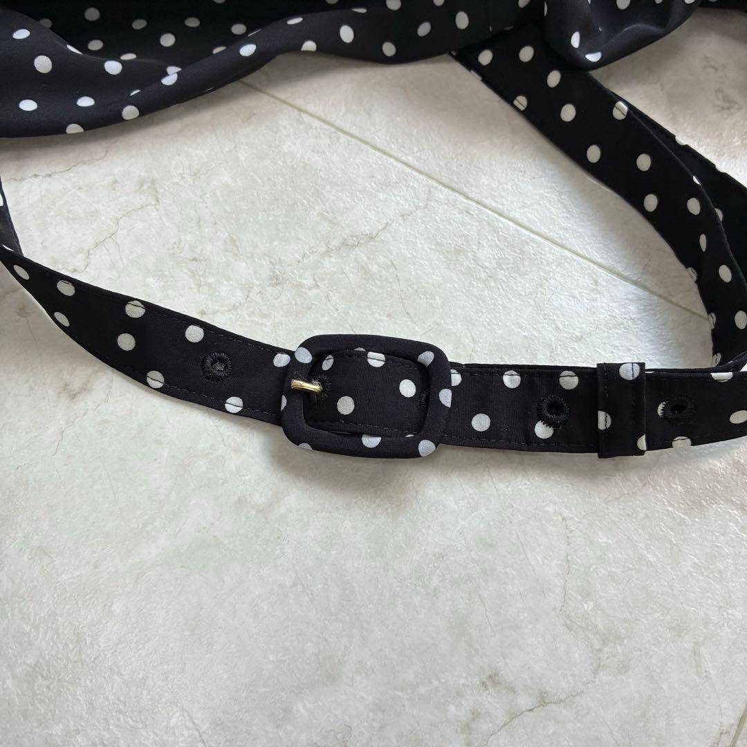 美品✨アルアバイル　ベルト付き　ロングワンピース　ドットサイドフリルワンピース