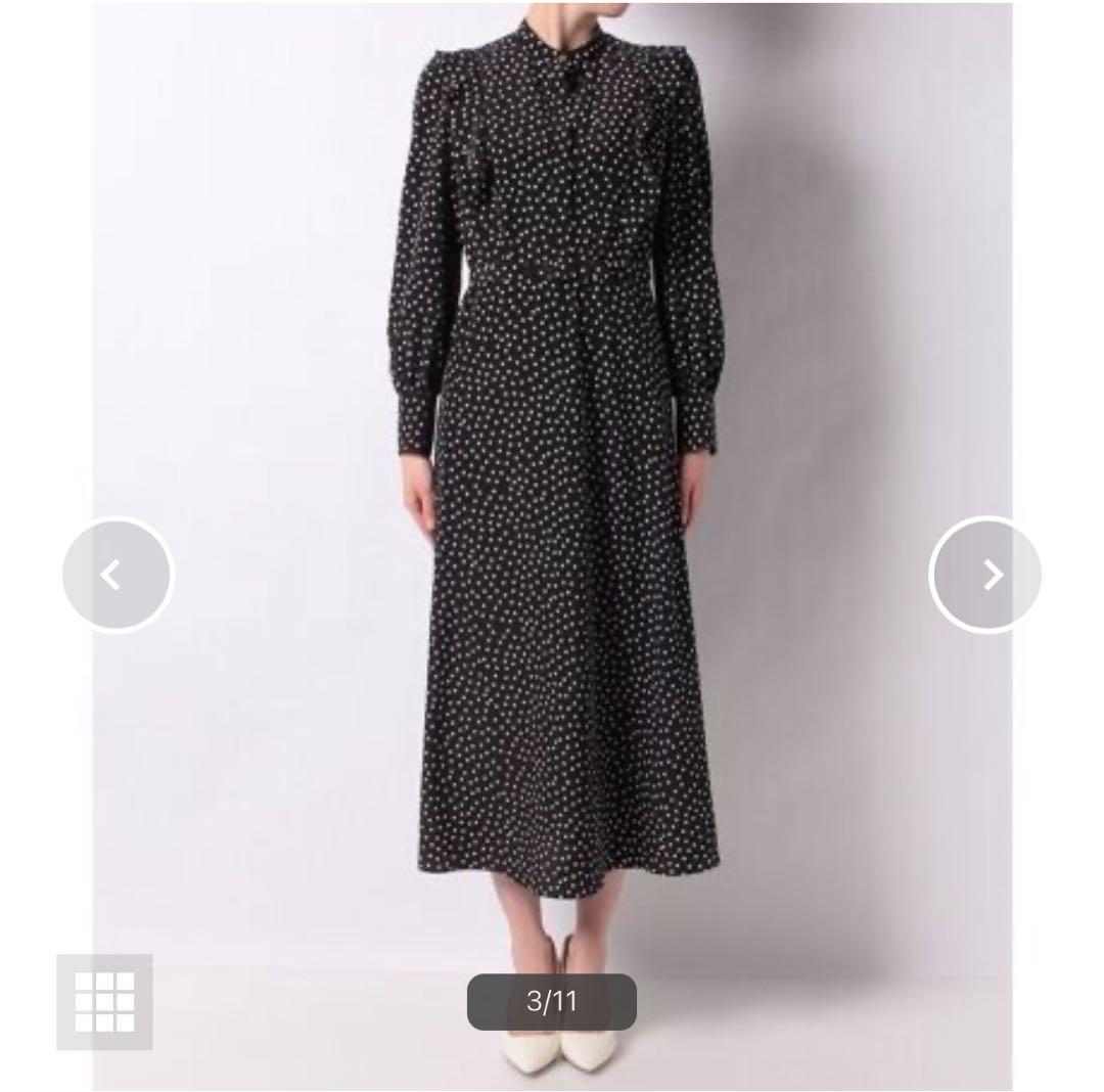 美品✨アルアバイル　ベルト付き　ロングワンピース　ドットサイドフリルワンピース