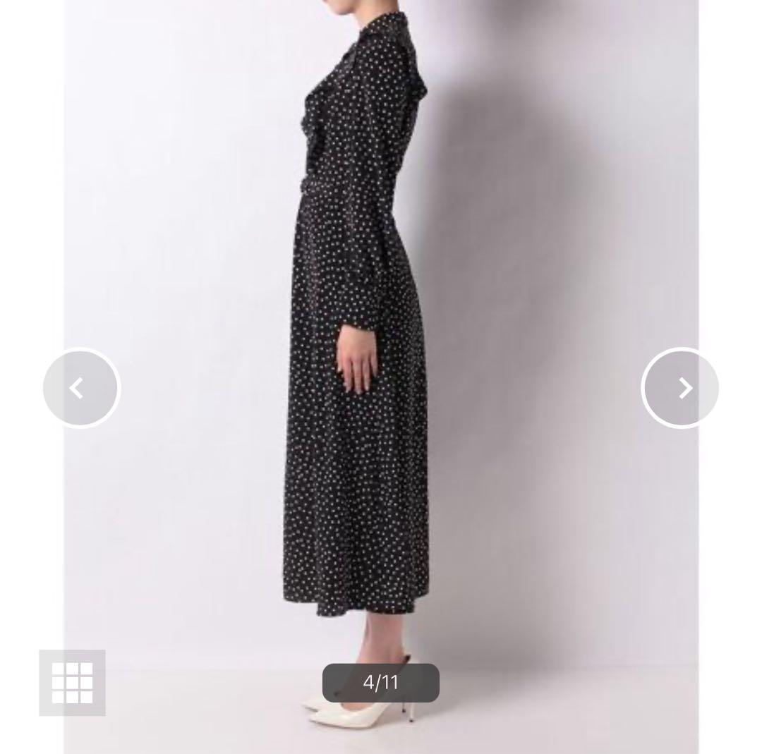 美品✨アルアバイル　ベルト付き　ロングワンピース　ドットサイドフリルワンピース