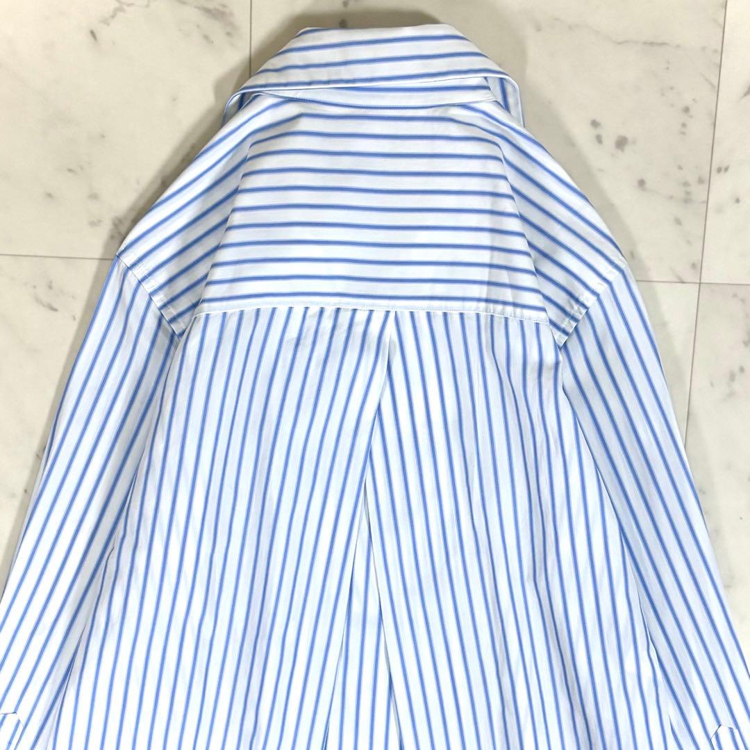 新品タグ付き 23区 スキッパー シャツ ストライプ カンクリーニ 洗える 綿