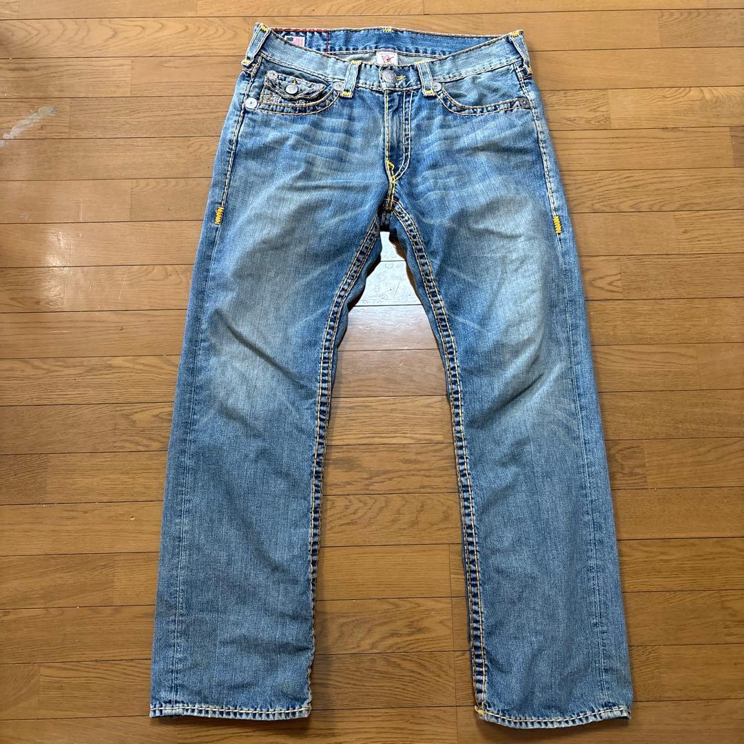 true religion ストレートデニム　極太ステッチ　36