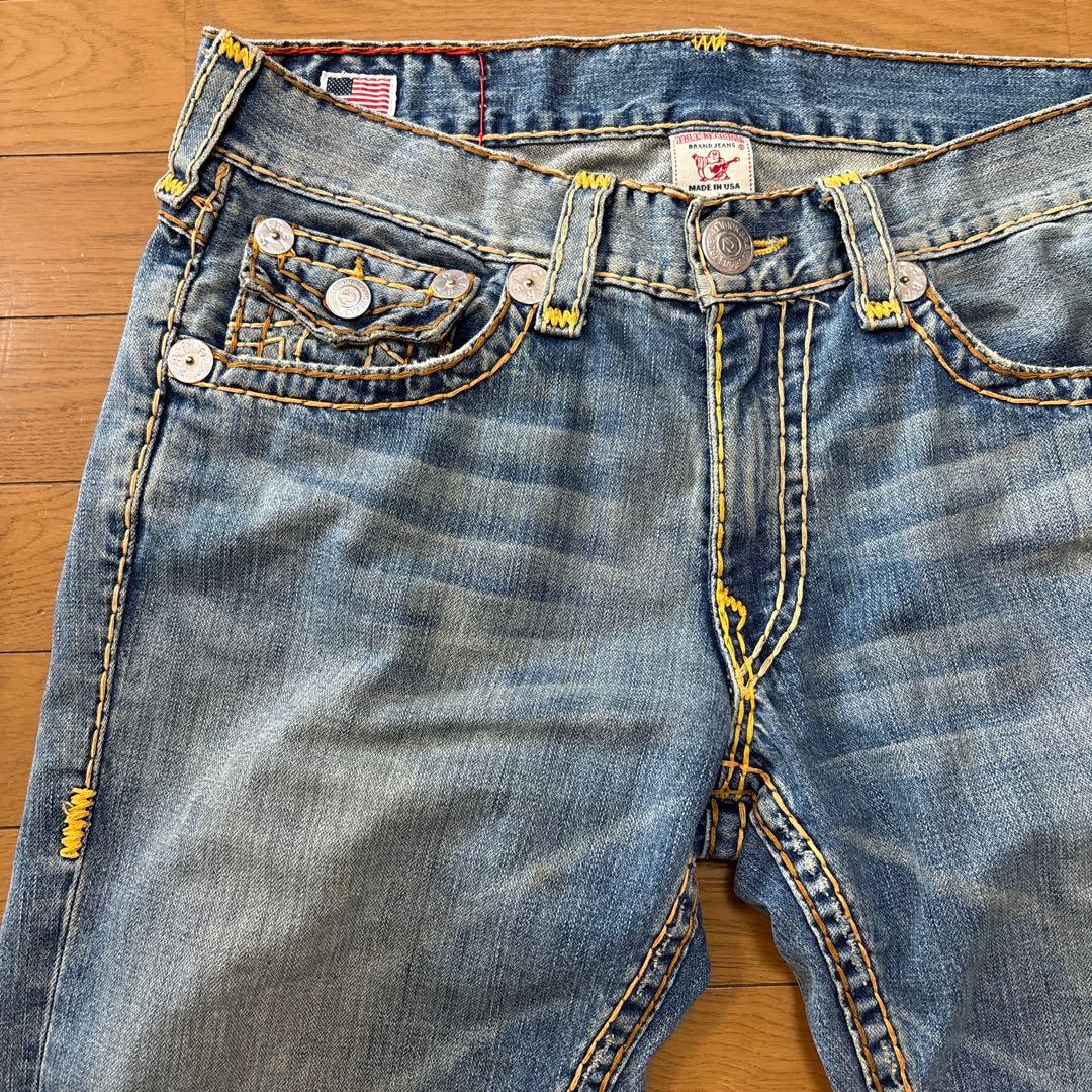 true religion ストレートデニム　極太ステッチ　36
