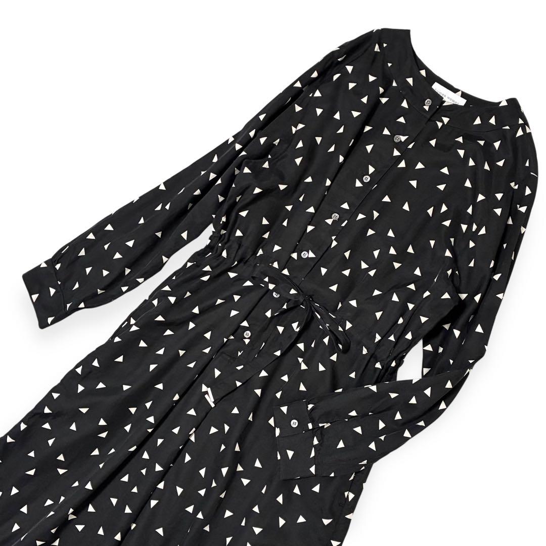 human woman 洗える 幾何学プリントウエストマークワンピース M