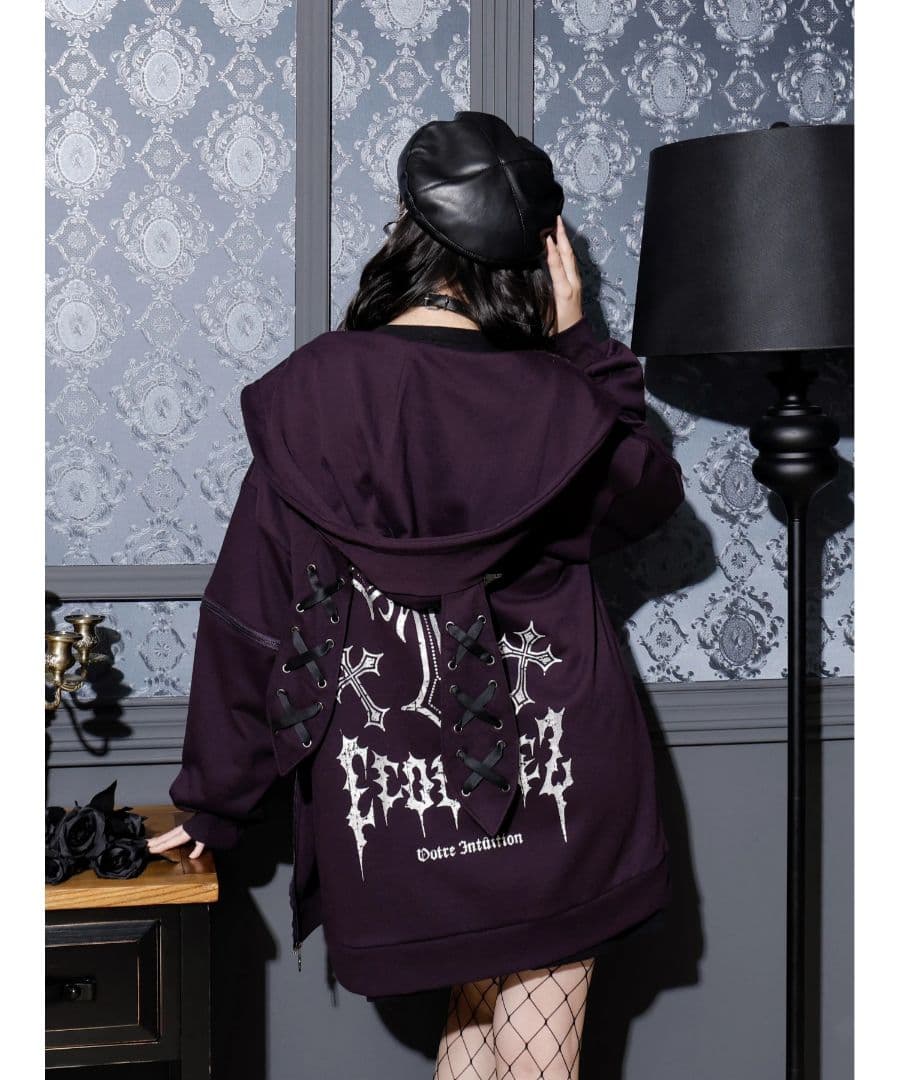 NOEMIE　ノエミー　2WAYうさ耳ユニセックスZIP裏毛パーカー　紫　新品