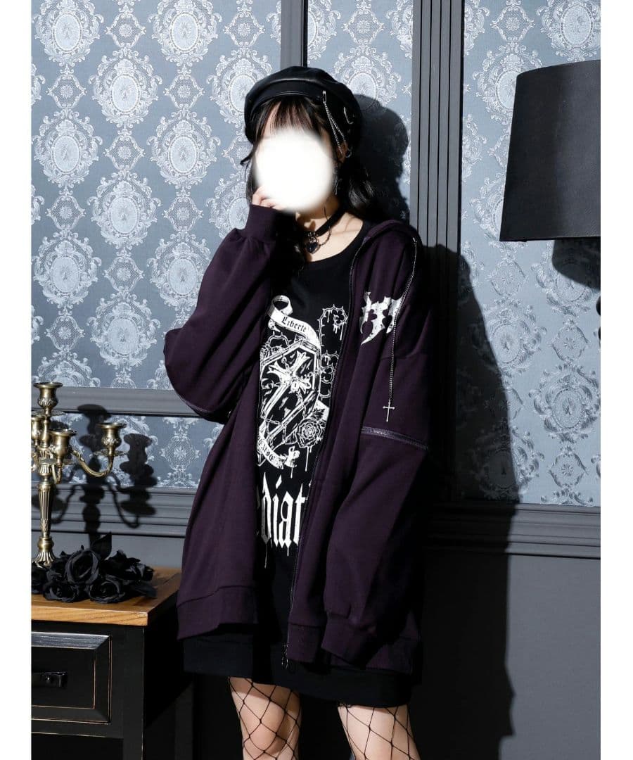 NOEMIE　ノエミー　2WAYうさ耳ユニセックスZIP裏毛パーカー　紫　新品