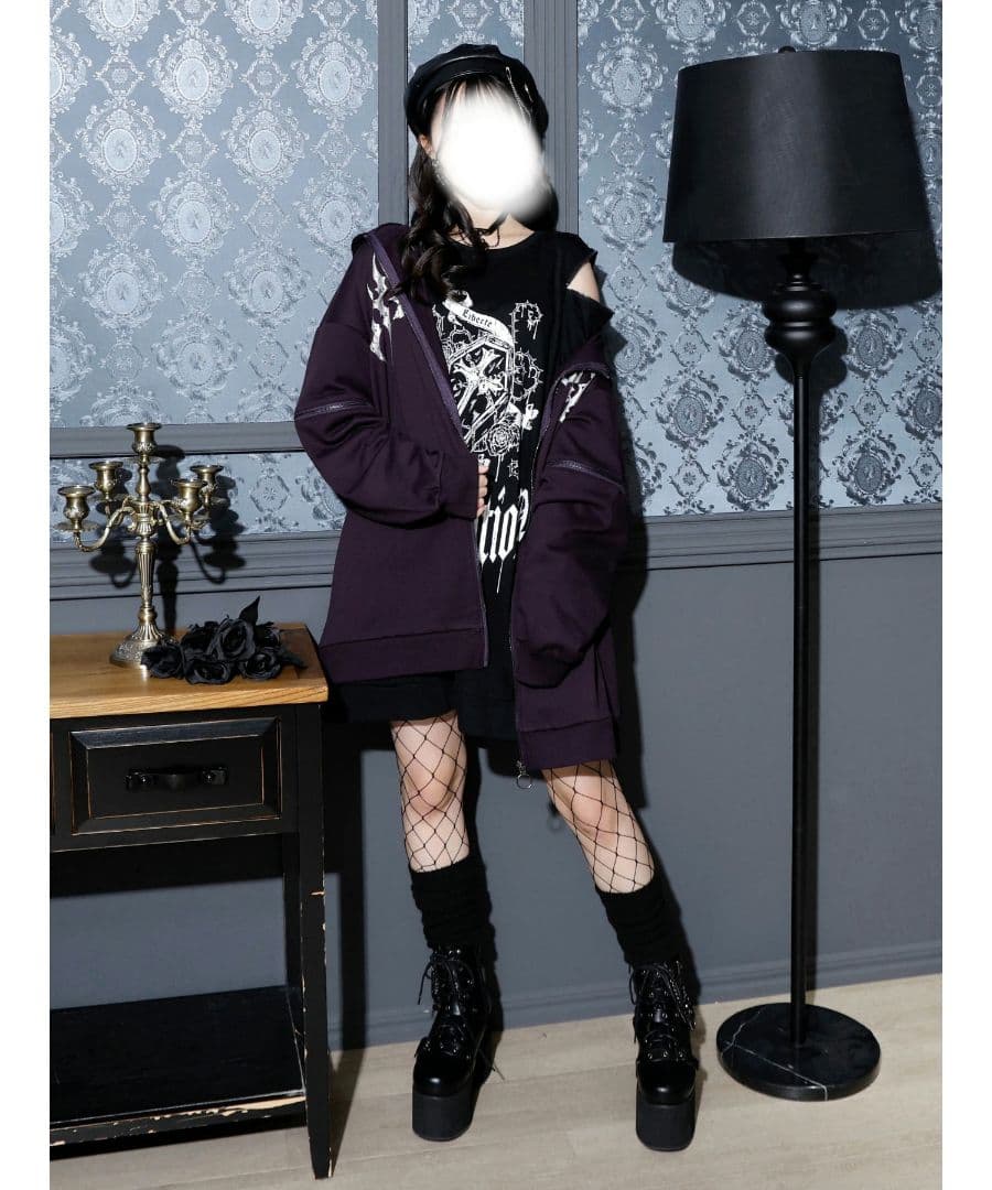 NOEMIE　ノエミー　2WAYうさ耳ユニセックスZIP裏毛パーカー　紫　新品