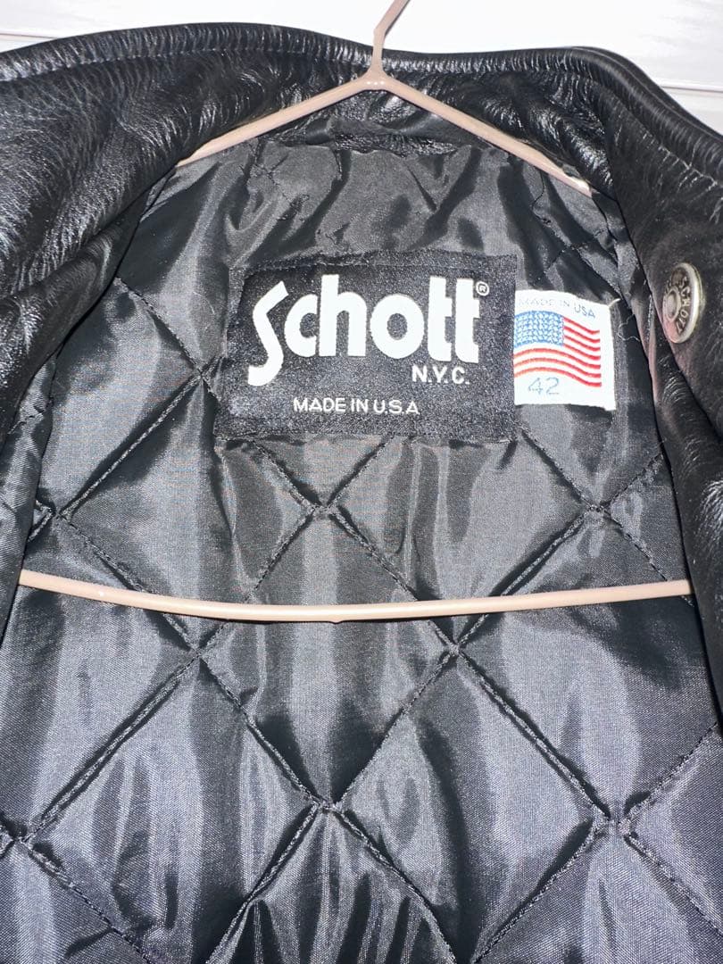 Schott ブラック レザー ジャケット 42