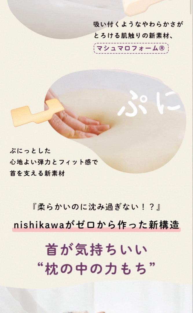 西川枕マシュマロのようなウレタンまくらpunitoro(ぷにとろ)高さ普通
