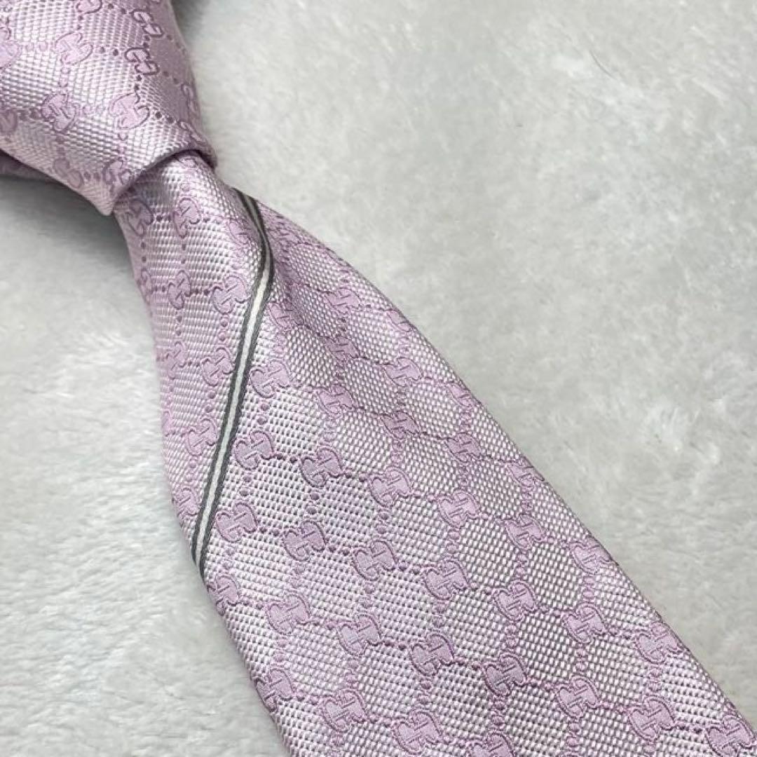 極美品 グッチ GUCCI ネクタイ GG柄 フォーマル GGロゴ