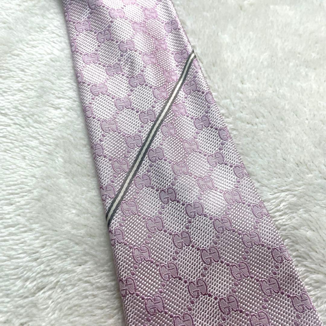 極美品 グッチ GUCCI ネクタイ GG柄 フォーマル GGロゴ