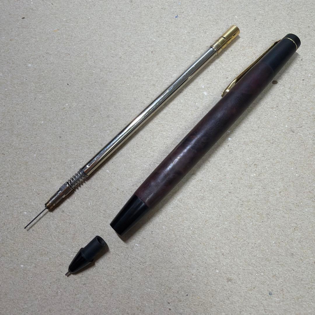 希少 野原工芸 特上花梨瘤杢 シャーペン 0.5mm ゴールド金具 固定式金具
