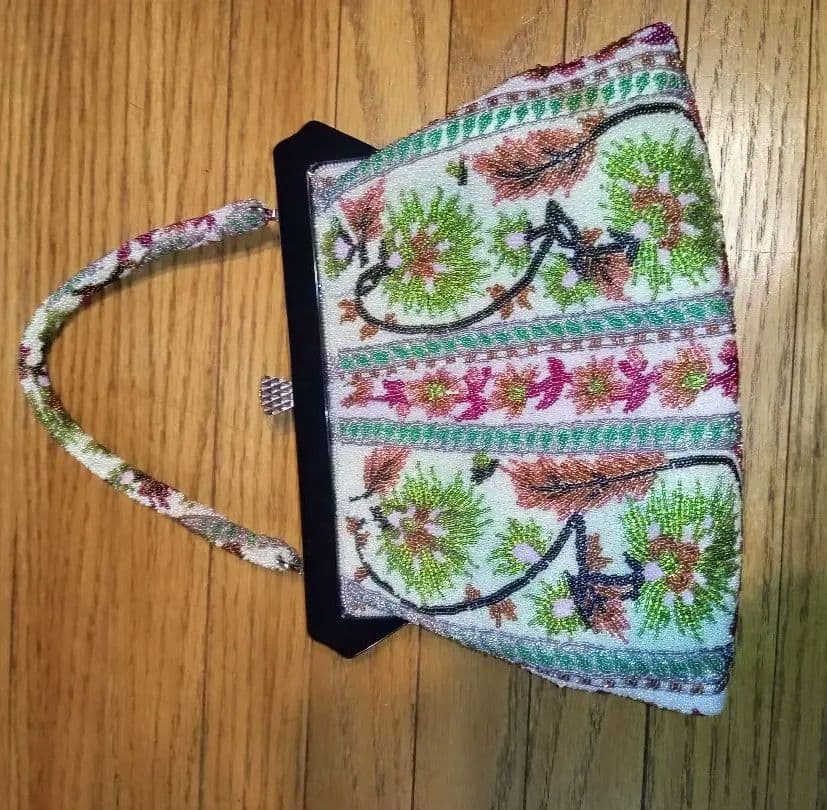 花柄ビーズ刺繍 和装用バッグ　ヴィンテージ