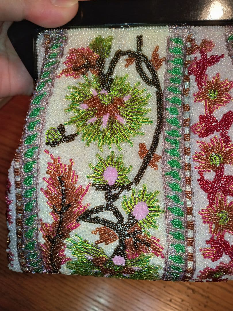 花柄ビーズ刺繍 和装用バッグ　ヴィンテージ