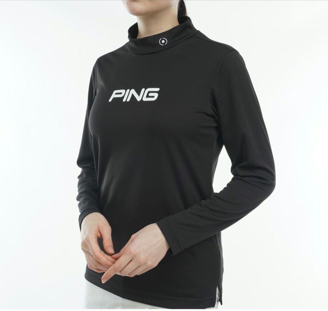 LLサイズ❤PING ブラック モックネック長袖シャツ レディース ピン 黒