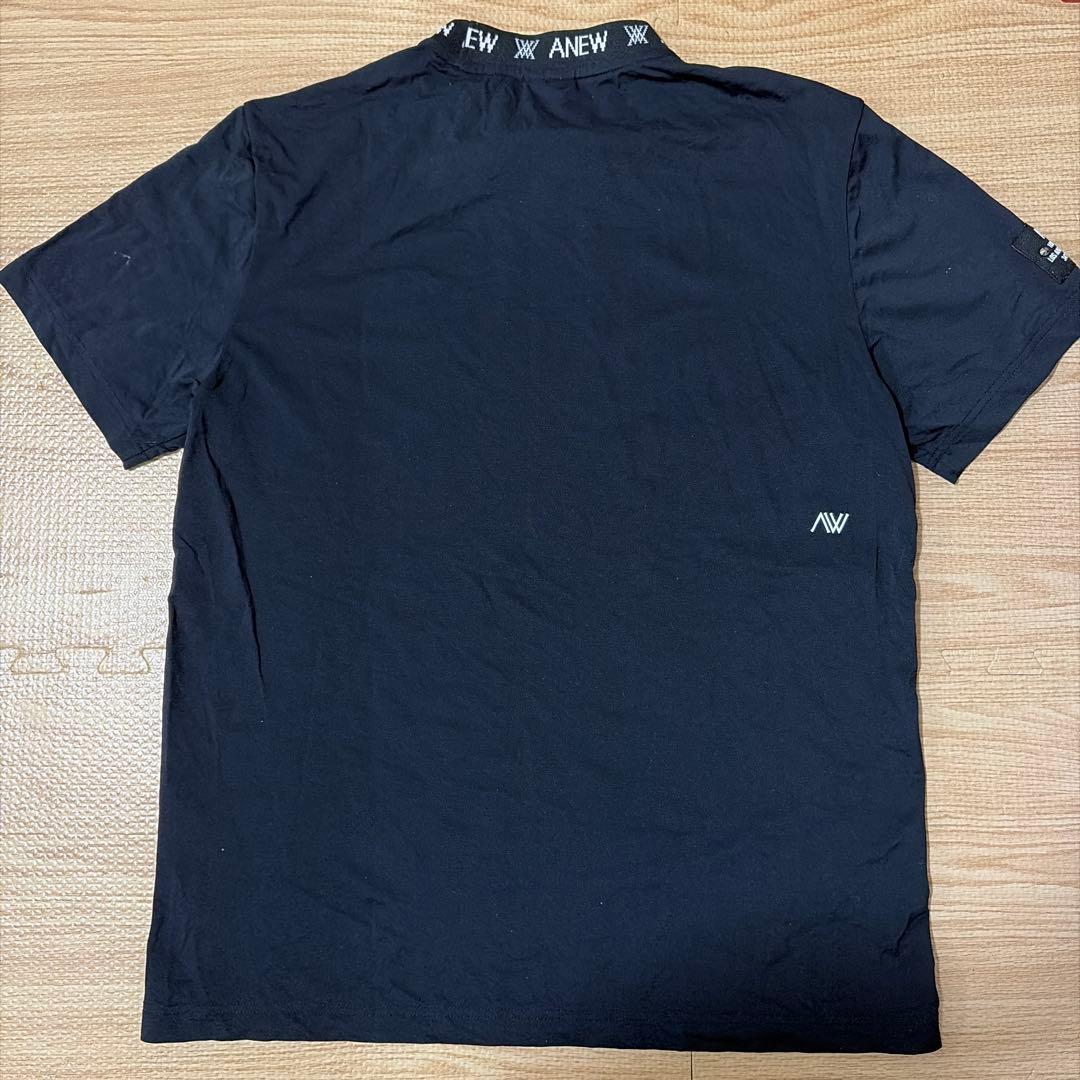 【希少】ANEWGOLFモックネックゴルフシャツ　Lサイズ　半袖　ブラック