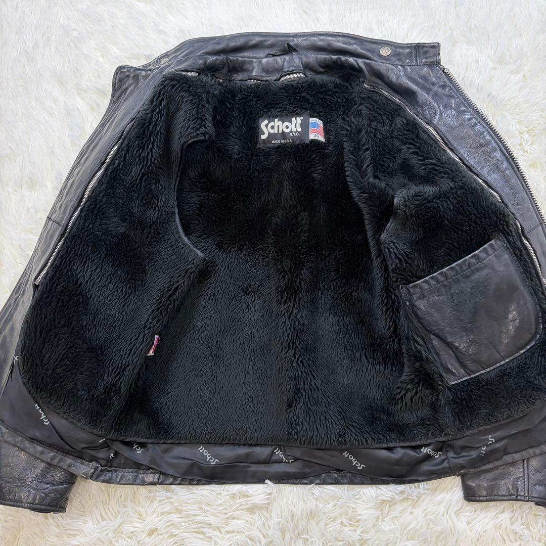 SCHOTT 641 シングルライダース ボアライナー付 USA製 黒 36