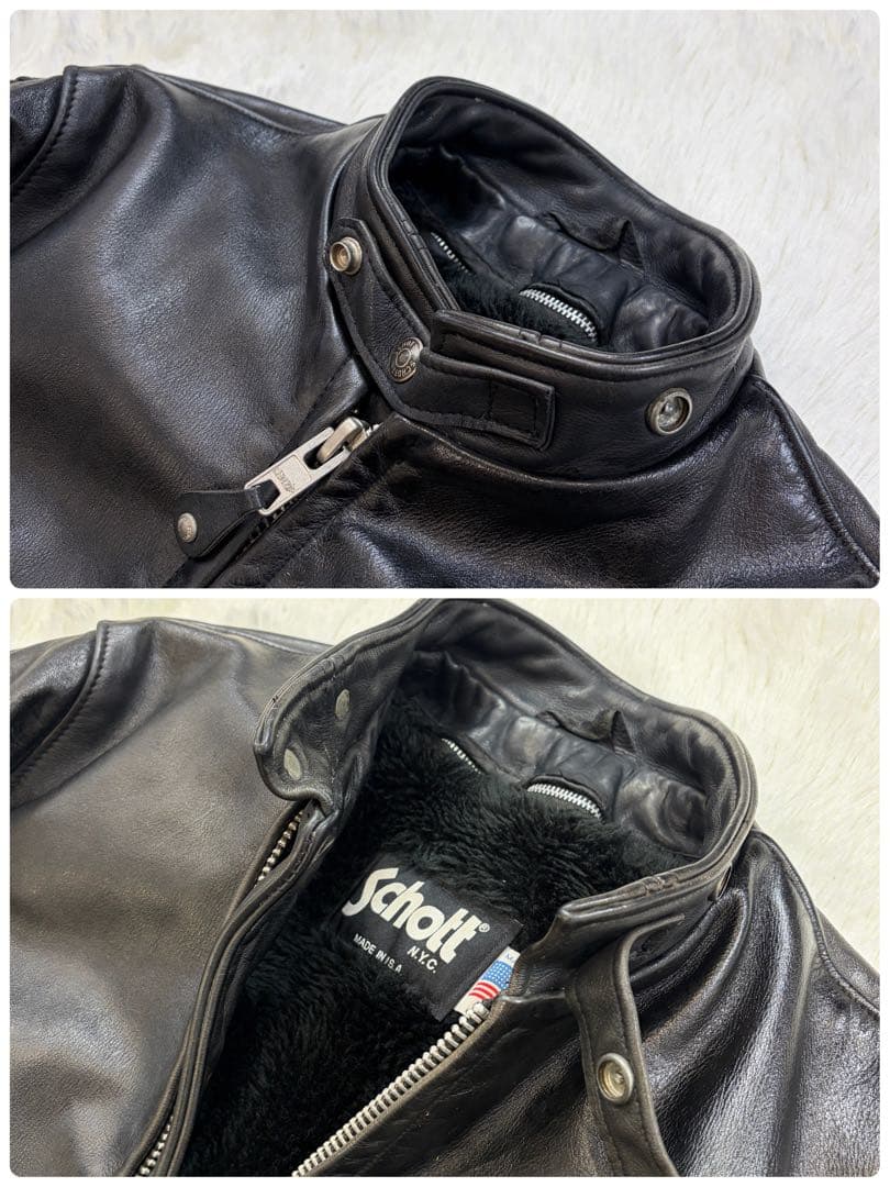 SCHOTT 641 シングルライダース ボアライナー付 USA製 黒 36