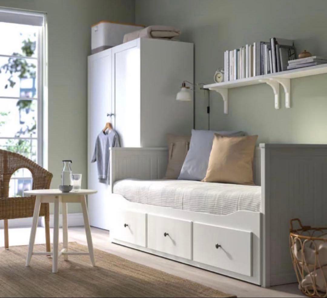 IKEA HEMNES ヘムネスベッド, ホワイト、マットレス相談可