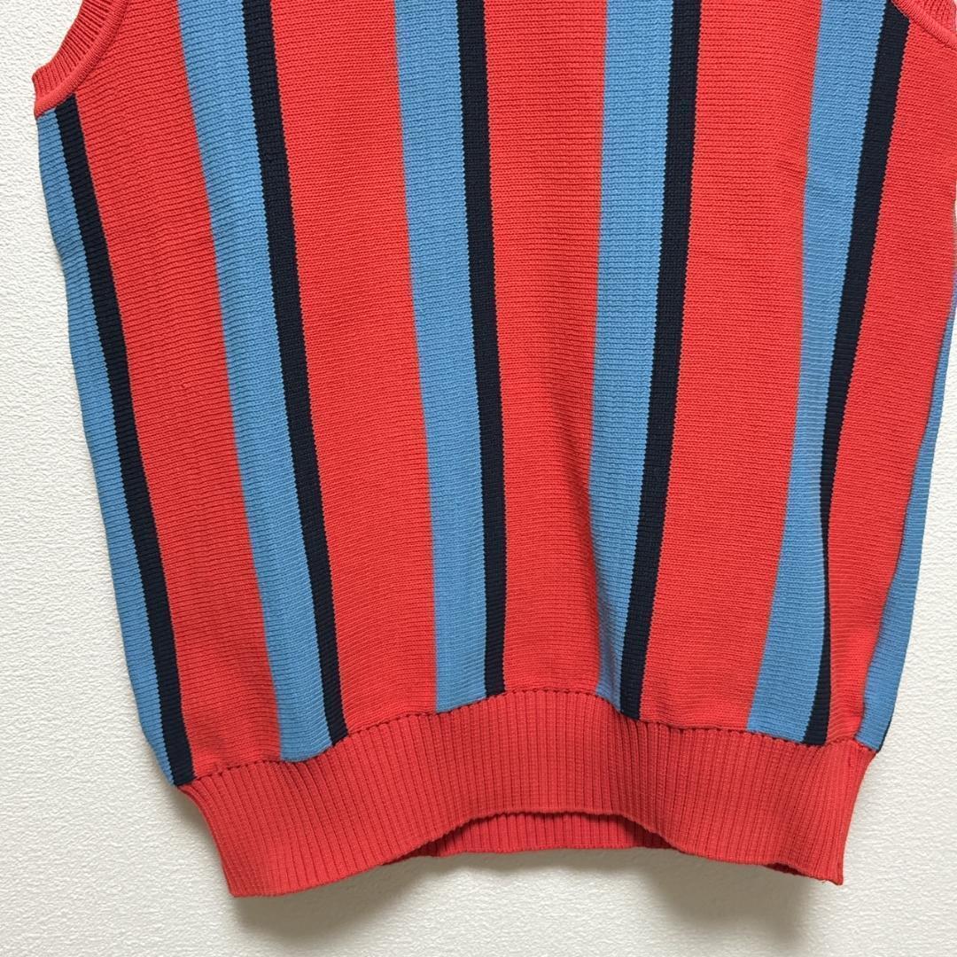 PEARLY GATES ベスト レッドネイビーブルーストライプ サイズ4