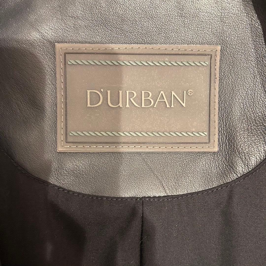 【美品】DURBAN 本革 レザー ロングコート 黒 メンズ 裏地付き ダーバン