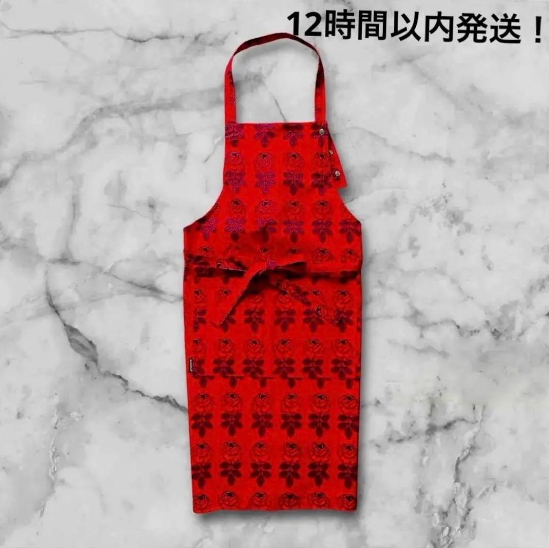 marimekkoマリメッコ　薔薇柄　赤　エプロン 限定　廃盤　限定1点　夏休み