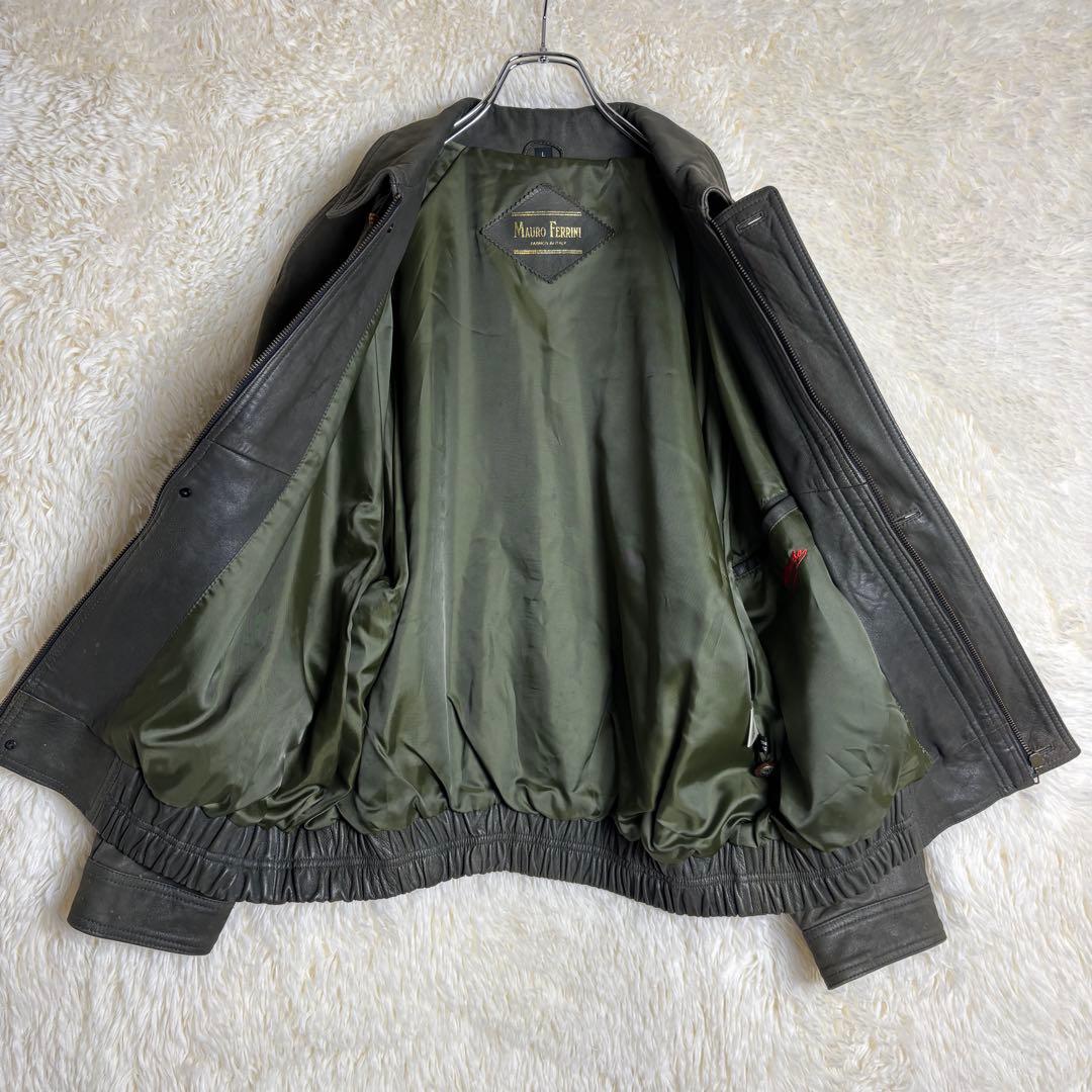 ✮XL　レザージャケット　羊革　90’s　バルーンブルゾン　ビッグポケット✮