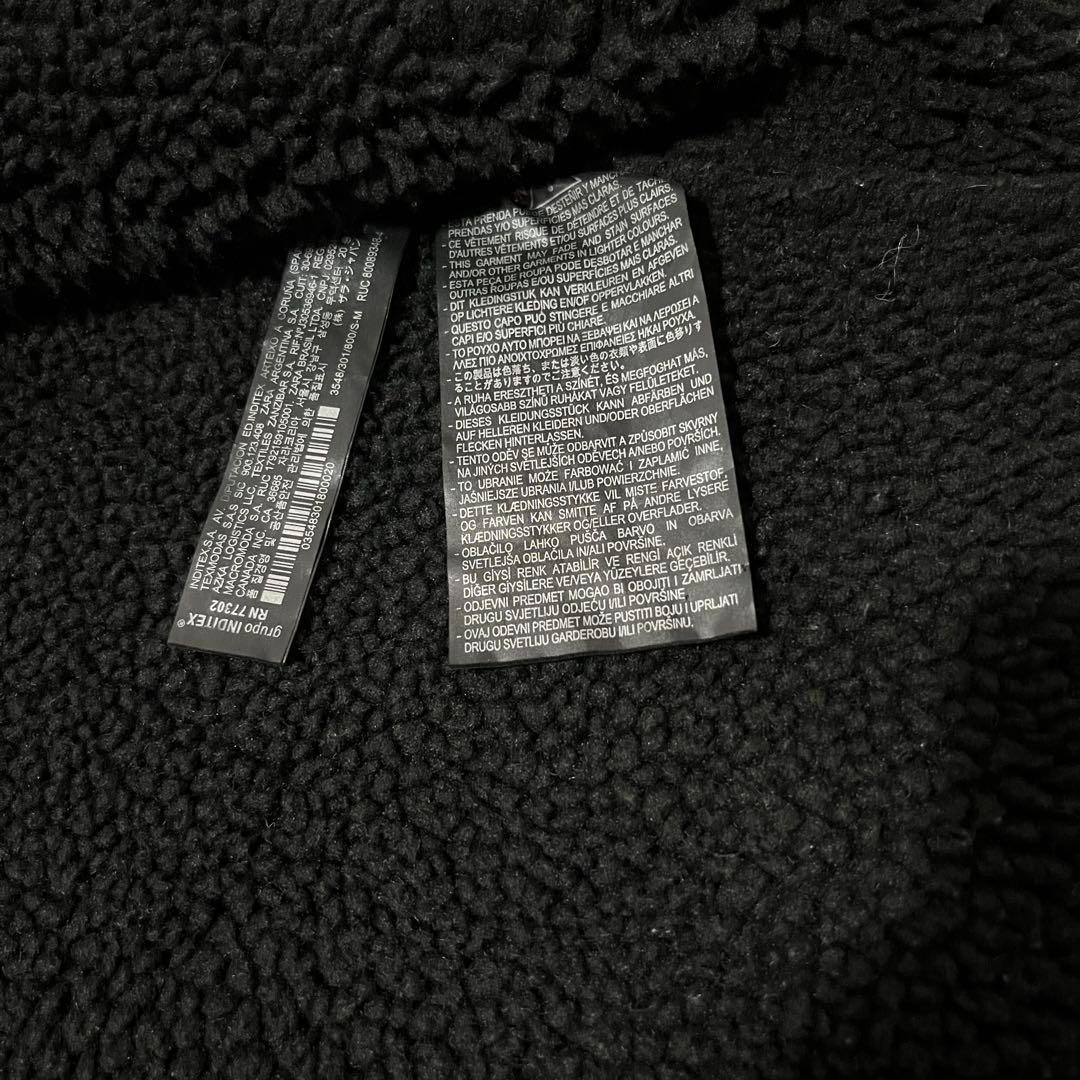 ZARA フード付き　ムートン　フェイクレザージャケット　ムートンジャケット