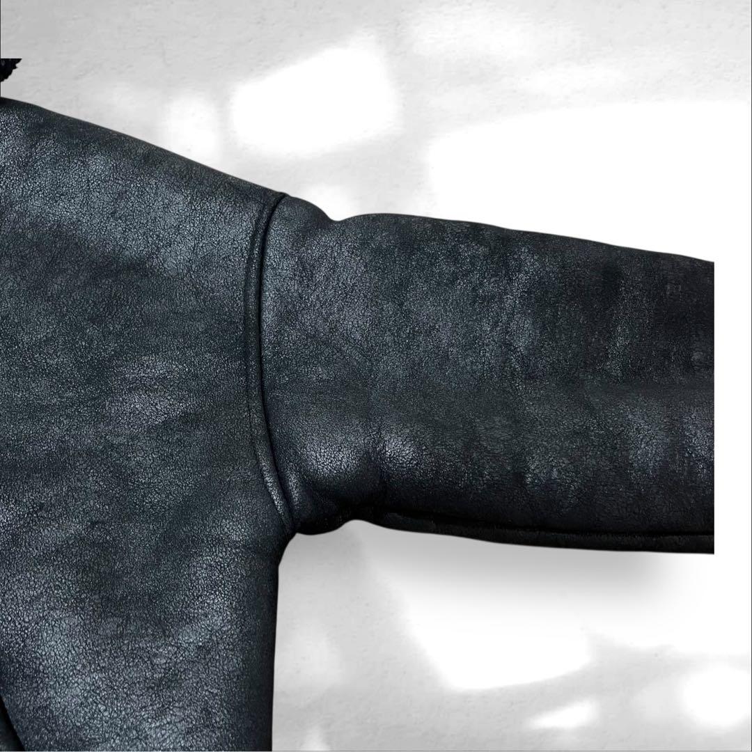 ZARA フード付き　ムートン　フェイクレザージャケット　ムートンジャケット