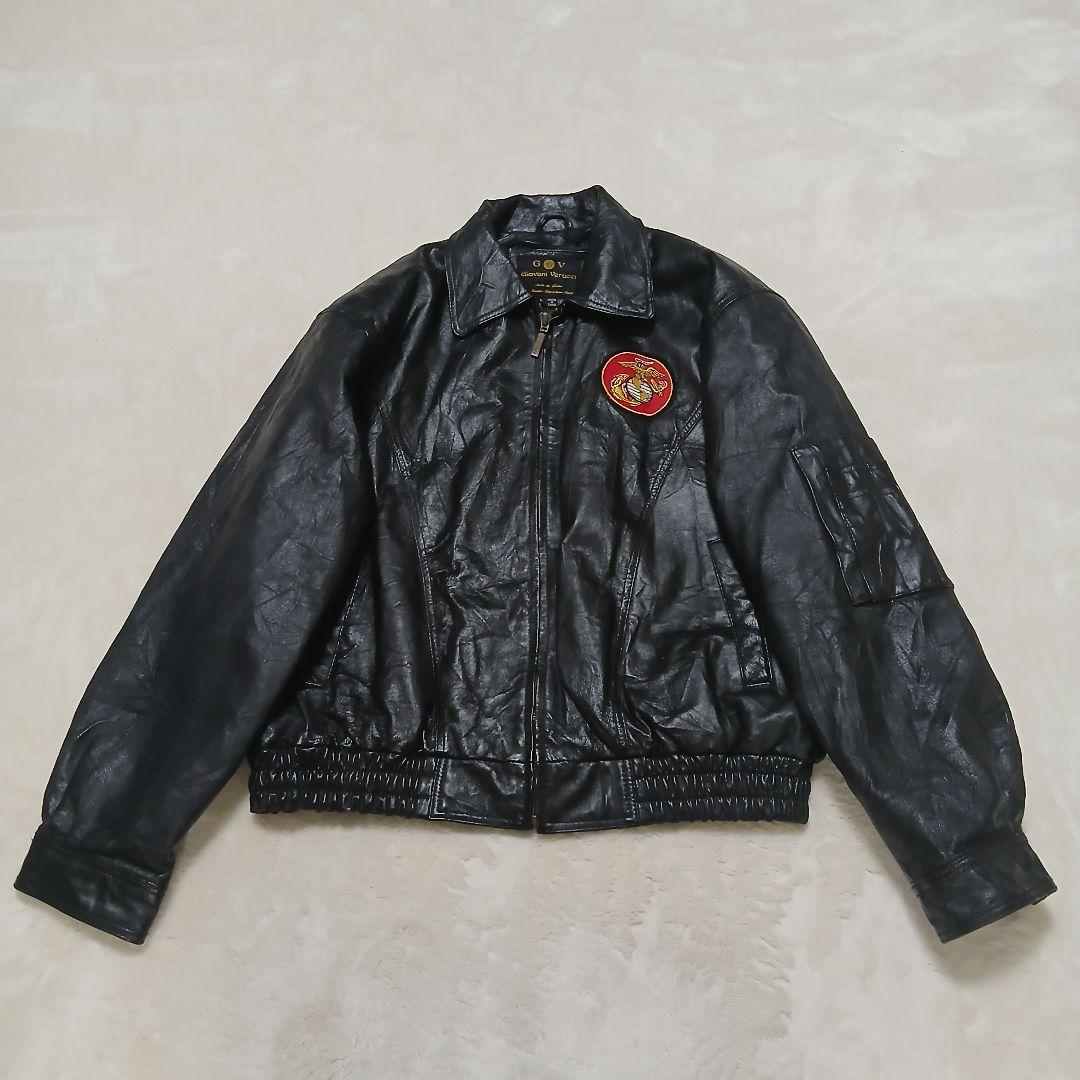 【美品/希少】Giovanni Verucci A2レザージャケット 刺繍パッチ