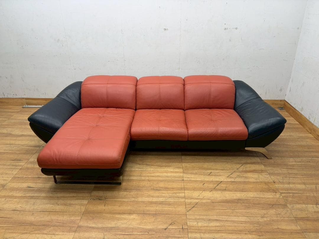 T8238☆美品☆NICOLETTI☆ニコレッティ☆コンテ☆本革☆カウチソファ