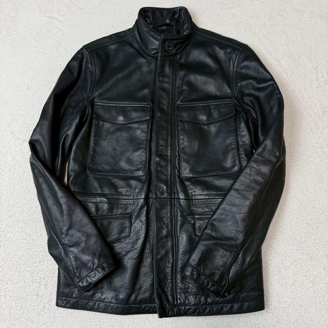 美品 羊革 theory レザージャケット m-65 ブラック ラムレザー