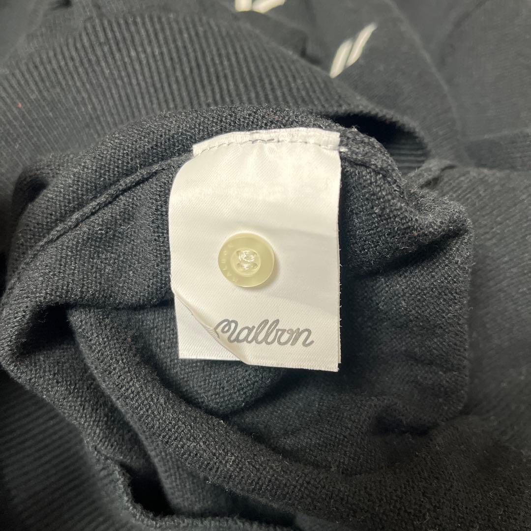 Malbon GOLF メンズ ロゴ ニット ポロシャツ 黒S