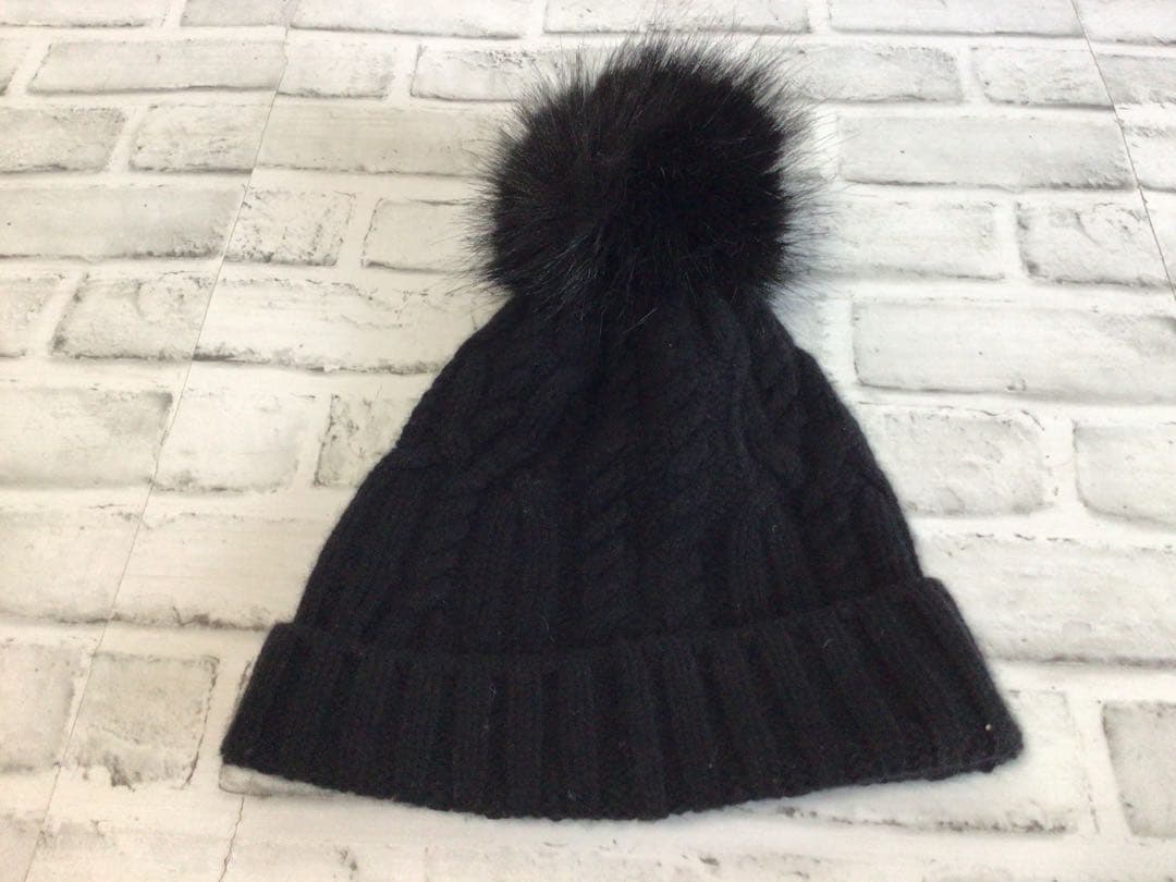 W362 MONCLER ニット帽 ポンポン付 ブラック 古着