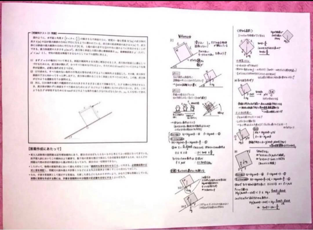 鉄緑会 高3 久保先生　物理発展講座　手書き解説　授業冊子( 抜無）オマケ２点付