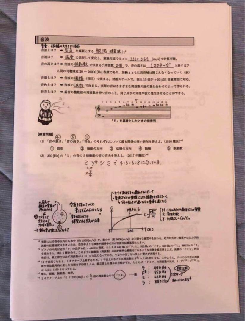 鉄緑会 高3 久保先生　物理発展講座　手書き解説　授業冊子( 抜無）オマケ２点付