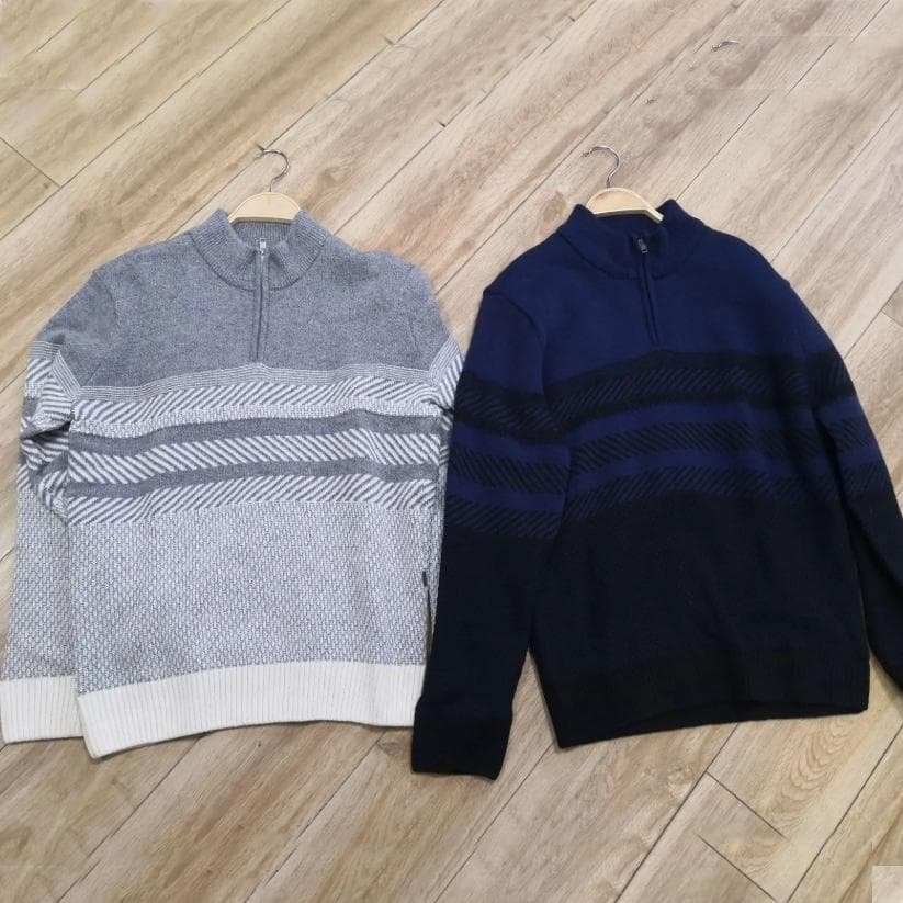 ●●裏地付きニット●●PierreCardin・ウール混・ハーフジップ・セーター