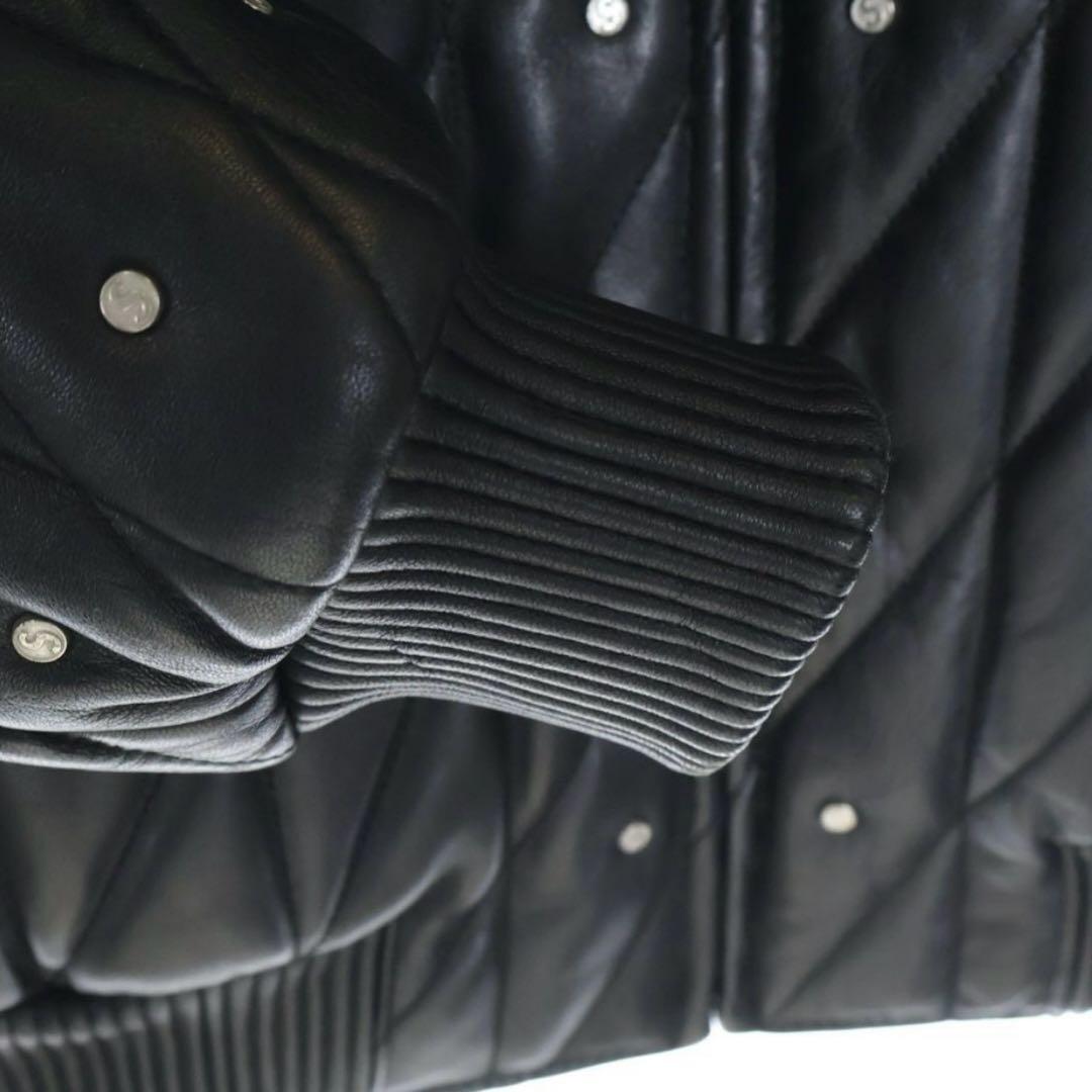 supreme Quilted Studded Leather Jacket 黒