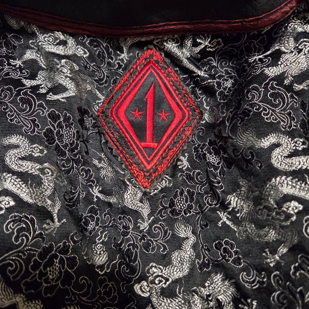 希少 USA製 ライダース 龍 裏地 メンズ レザージャケット ドラゴン 刺繍