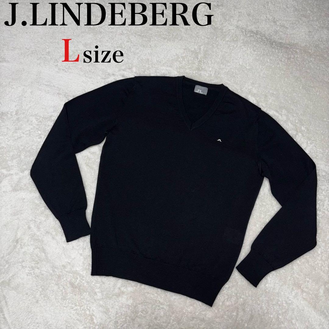 J.LINDEBERG Vネック セーター　メンズ　 Lサイズ　黒