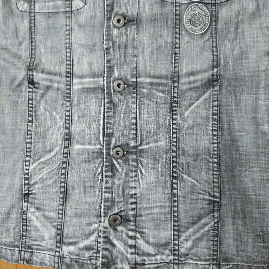 【希少】DIESEL ワッペン付ダメージ加工ライトカラーデニムジャケット
