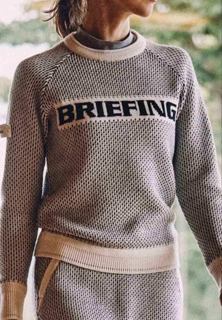 美品★希少完売品 白×黒 BRIEFING メリノウールロゴニットセットアップM