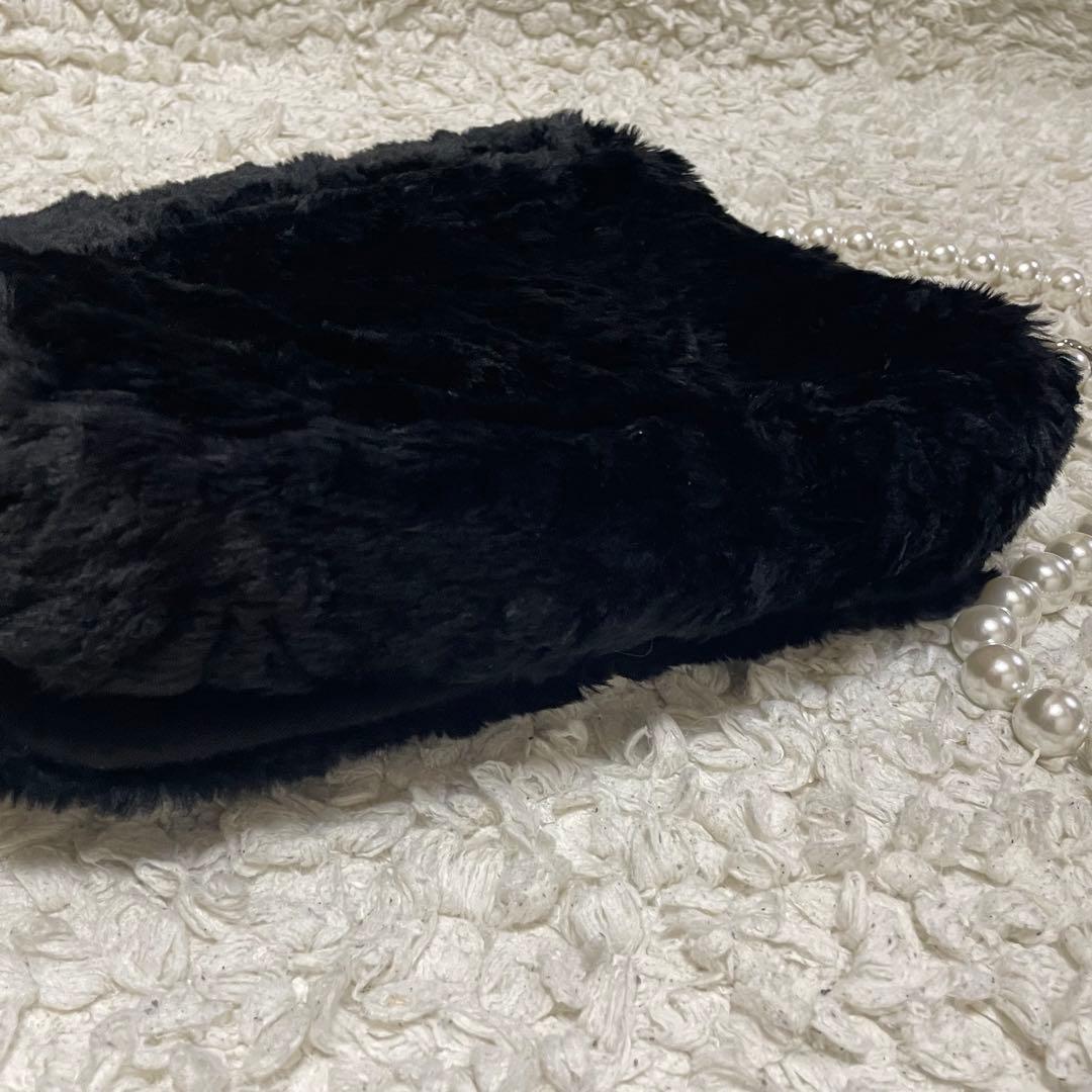 LIMI feu パールチェーン フラップ ファーショルダーバッグ