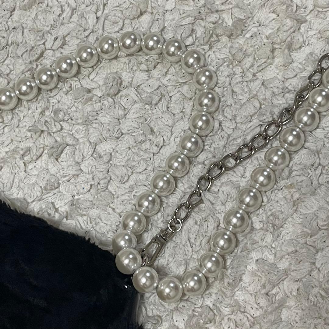 LIMI feu パールチェーン フラップ ファーショルダーバッグ
