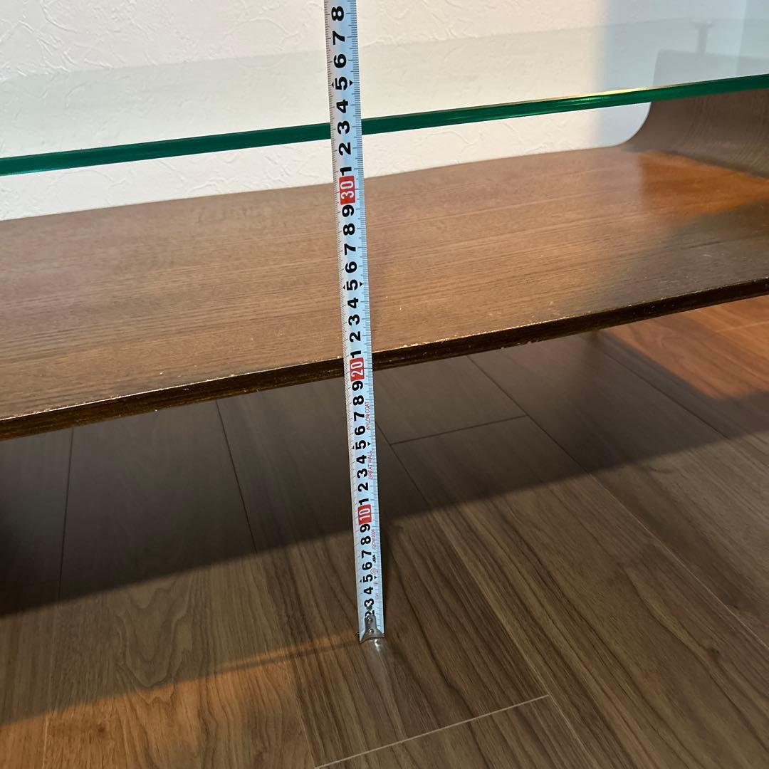 ガラスと木製のセンターテーブル 約120cm x 60cm