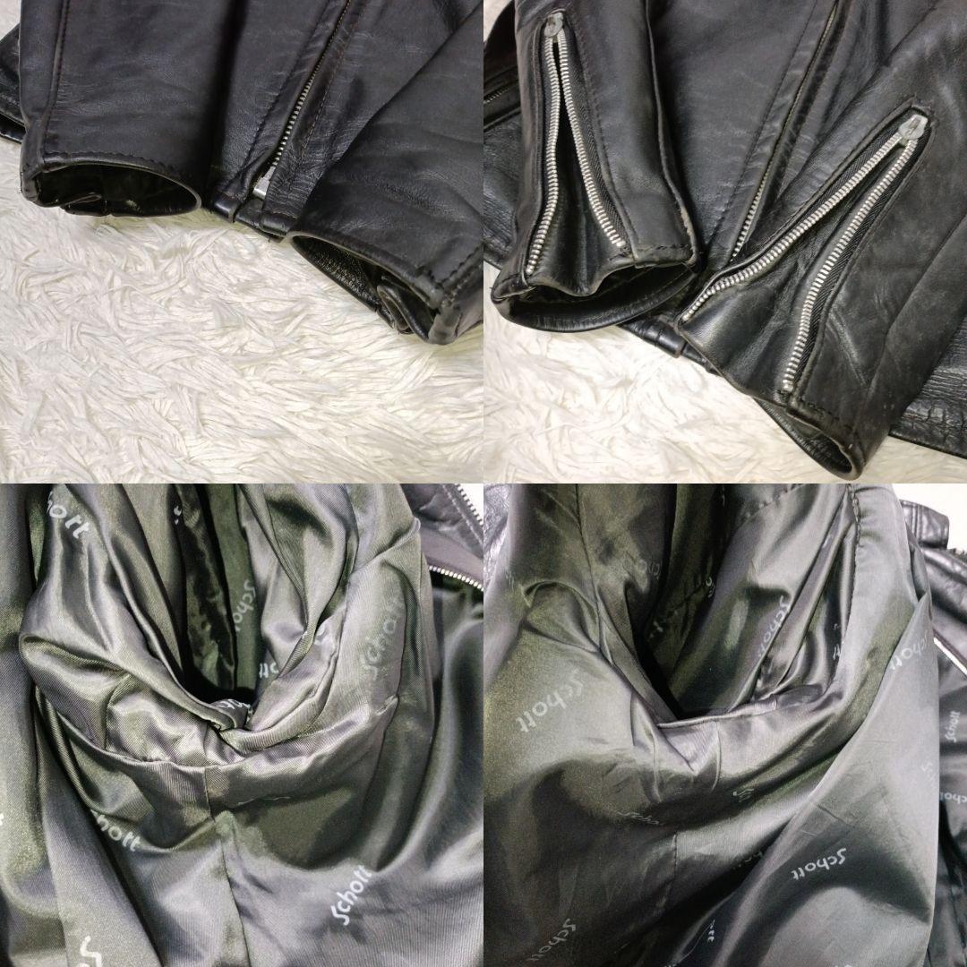 Schott ライダースジャケット シングル レザージャケット ブラック 牛革