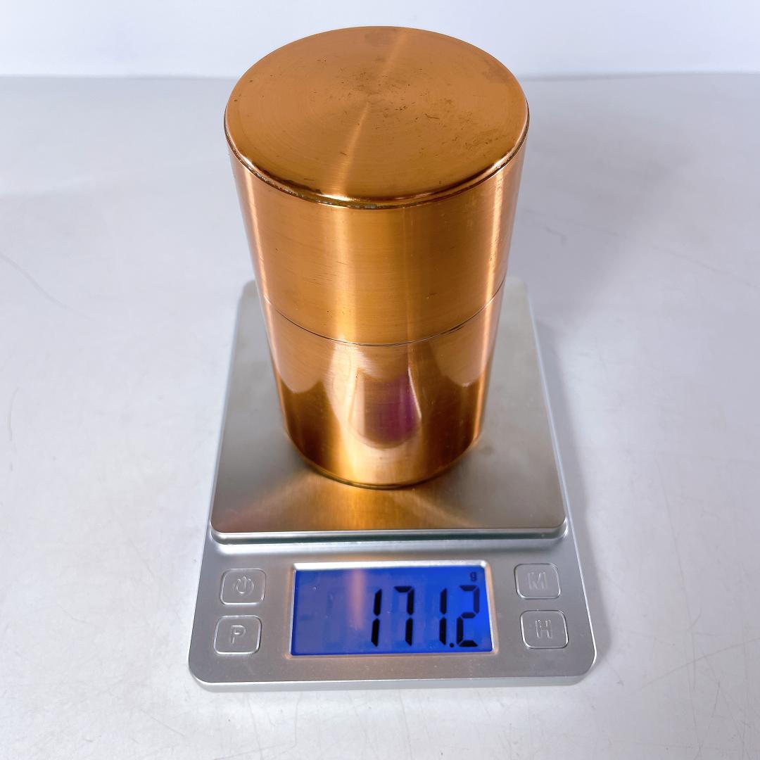 開花堂 銅・真鍮製 茶筒 刻印あり 茶道具 伝統工芸 アンティーク|4486|